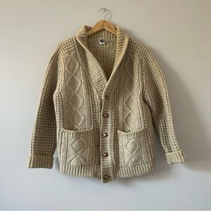 Wool knitted vintage ivory/cream grandpa cardigan